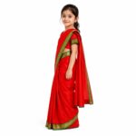 Red Saree Fancy Dress Costume for Girls – Traditional Indian Saree Dress with Green & Golden Border | Kids Fancy Dress for School Functions, Cultural Programs & Festivals**
