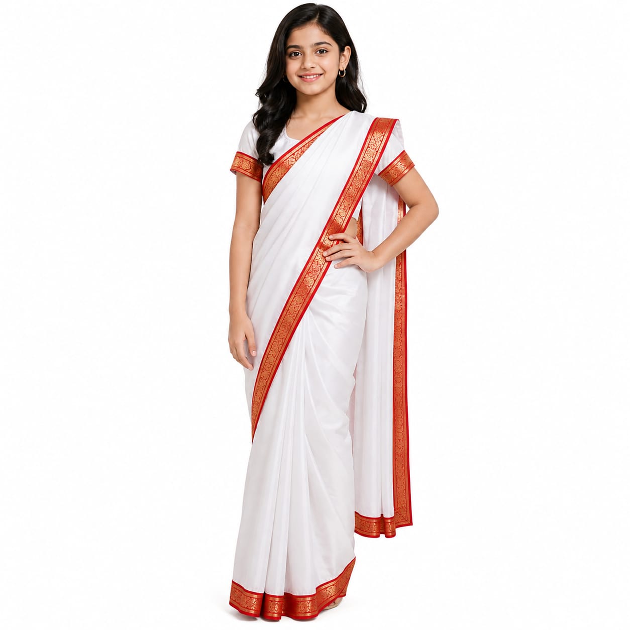 WhatsApp Image 2026-08-28 at 9.19.27 PM (1) **Bengali Saree Traditional Fancy Dress Costume for Girls Age 3–4 Years | Bengali Traditional Dress for School Functions, Cultural Events, Durga Puja & Fancy Dress Competitions** - Image 1