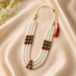 Aavaran Fancy Dress Layered Long Pearl Mala Necklace for Men | Traditional Shervani Jewellery | Royal Ethnic Pearl Necklace for Boys & Men | Wedding & Festive Wear - Image 2