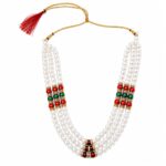 Aavaran Fancy Dress Layered Long Pearl Mala Necklace for Men | Traditional Shervani Jewellery | Royal Ethnic Pearl Necklace for Boys & Men | Wedding & Festive Wear
