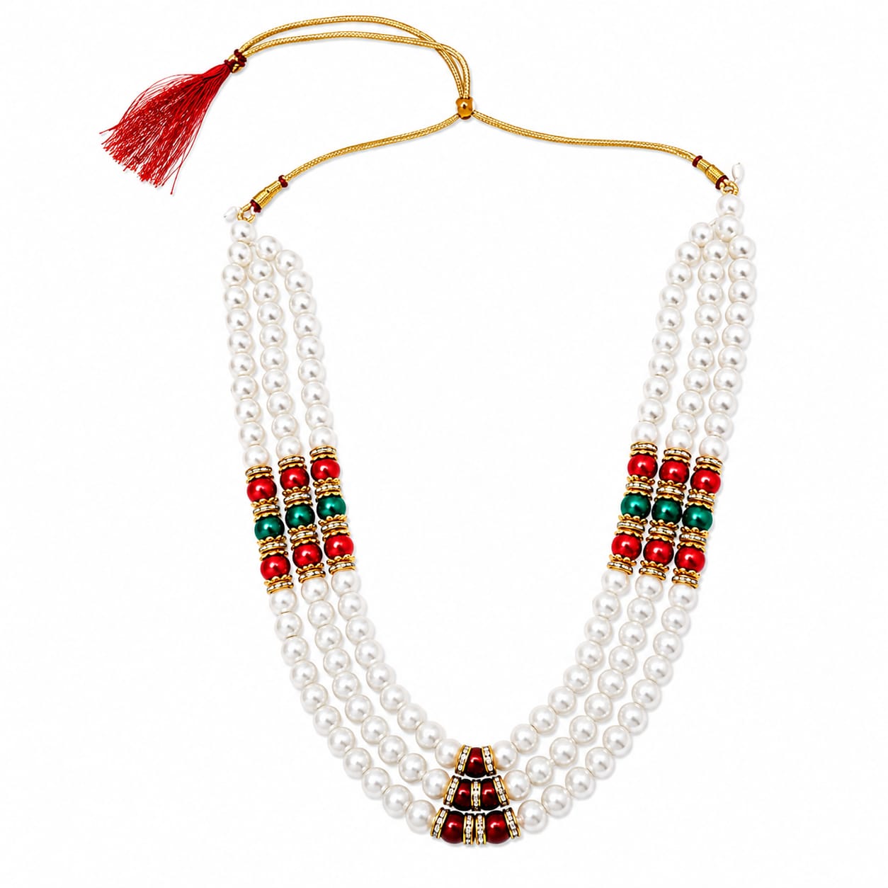 aavaran fancy mala Aavaran Fancy Dress Layered Long Pearl Mala Necklace for Men | Traditional Shervani Jewellery | Royal Ethnic Pearl Necklace for Boys & Men | Wedding & Festive Wear - Image 1