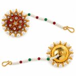 Aavaran Fancy Dress Rajasthani Borla Tikka with Chain, Traditional Rajasthani Maang Tikka Headpiece, Ethnic Indian Jewellery for Women, Wedding, Festival & Fancy Dress Costume - Image 3