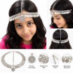 Aavaran Fancy Dress Vintage Silver Imitation Jewellery Set for Gujarati Kashmiri Rajasthani Traditional Dance, Drama, Stage Performance & Cultural Events - Image 2
